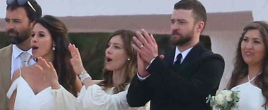 Jessica Biel's White Wedding Guest Dress