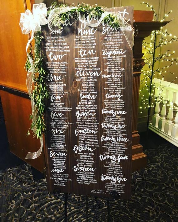 Tall Wooden Wedding Seating Chart