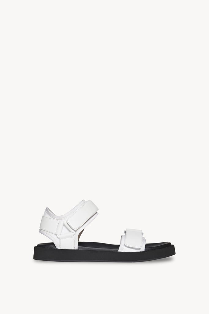 The Row Hook and Loop Sandal in Leather in Eggshell