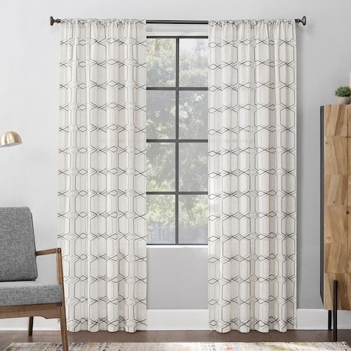 Scott Living 1-Panel Certo Geometric Embroidery Textured Sheer Window Curtain (52x84)