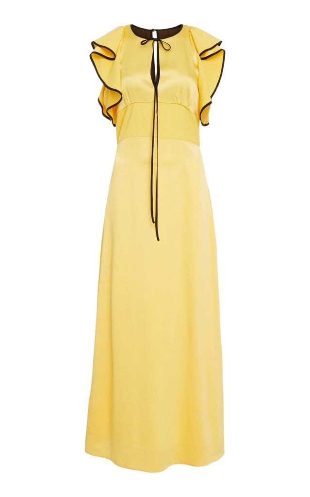 Alexa Chung Tie-Front Ruffles Satin Maxi Dress
