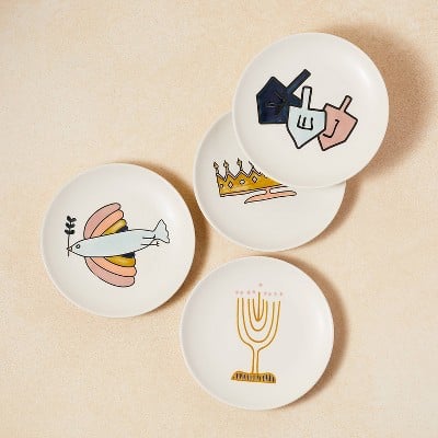 Opalhouse designed with Jungalow 4pk Stoneware Hanukkah Appetizer Plates