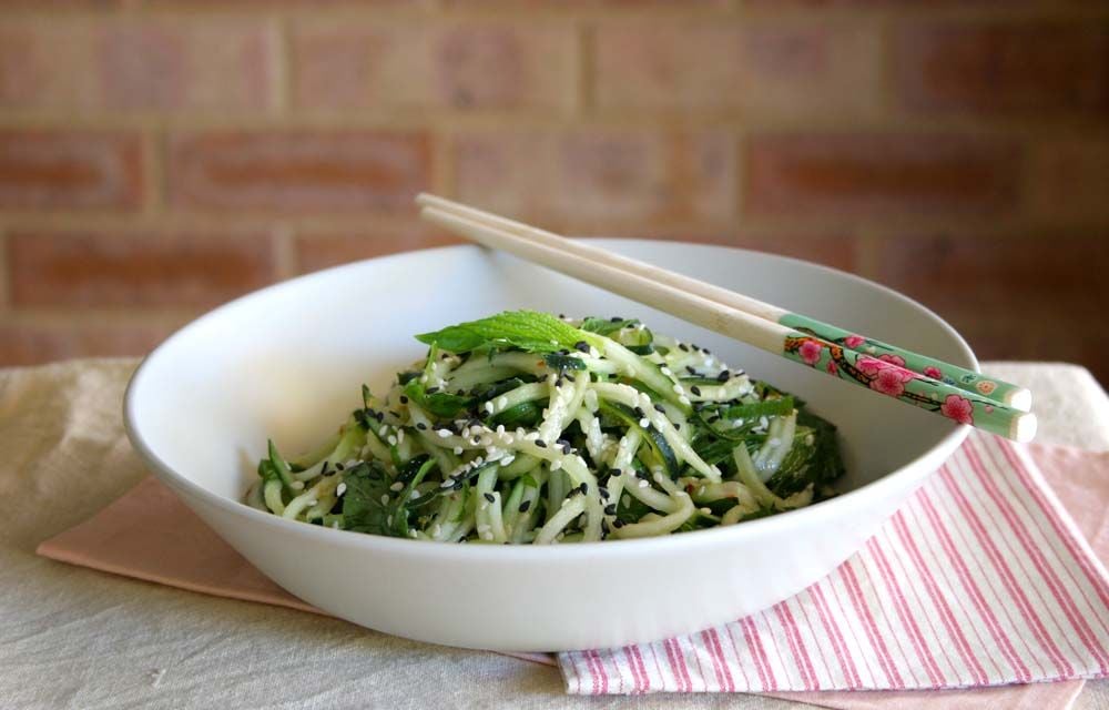 Cucumber Mint Noodles With Ginger Dressing