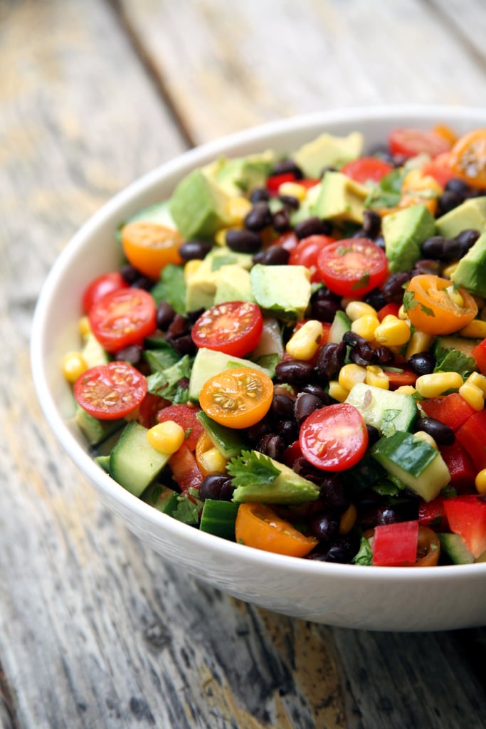 Cucumber, Black Bean, Corn, Tomato, and Avocado Salad