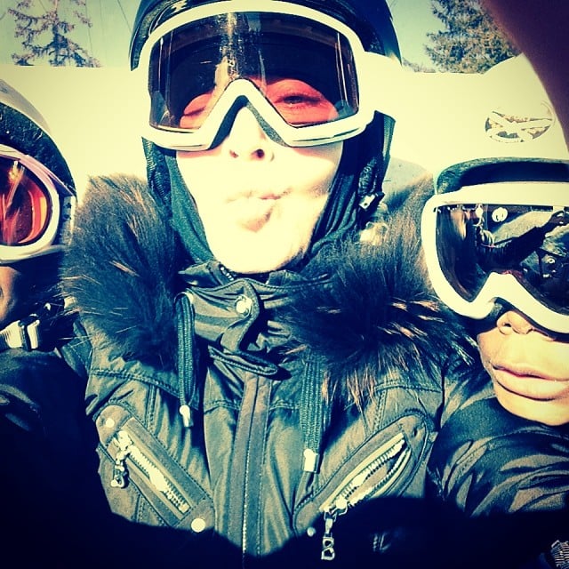 Madonna cozied up to the camera with two of her skiing pals during their Winter ski vacation.
Source: Instagram user madonna