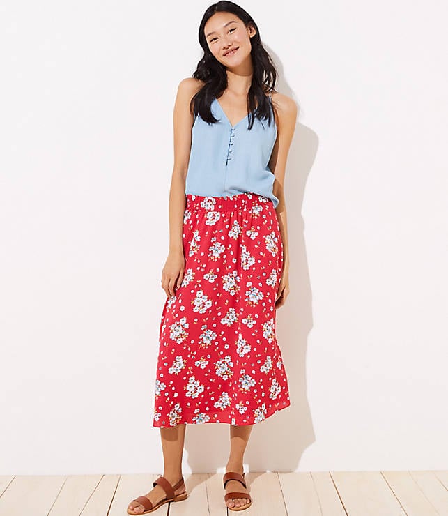 Loft Floral Smocked Maxi Skirt