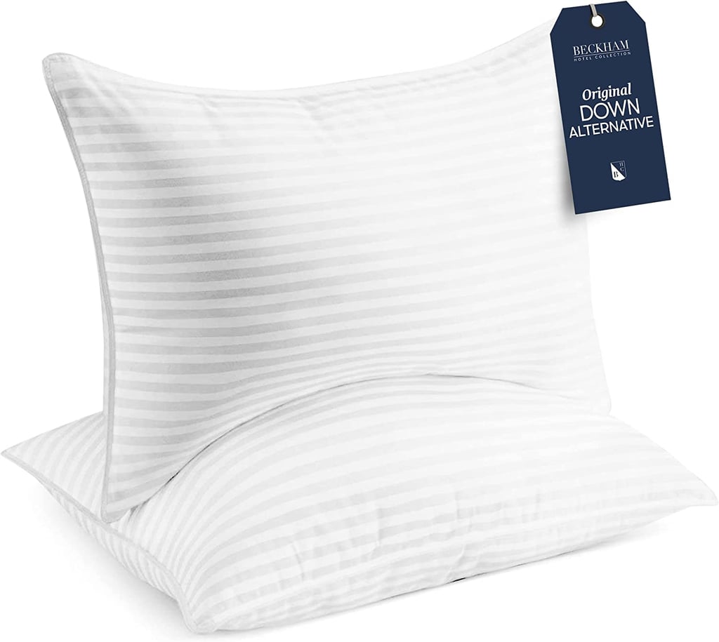 Beckham Hotel Collection Bed Pillows ($60, originally $80)
Our beds are one of the places we spend the most time in our homes, which is why investing in premium products is without a doubt worth it. These luxe sleeping pillows are filled with a cooling foam material that feels like down but is allergy safe. You can even pop them into the washing machine and tumble dry on low to keep them clean.