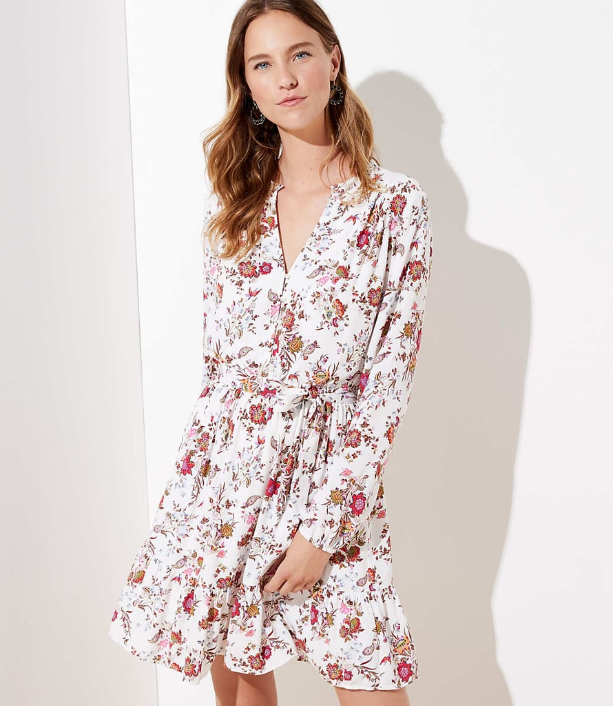 Loft Floral Ruffle Hem Dress