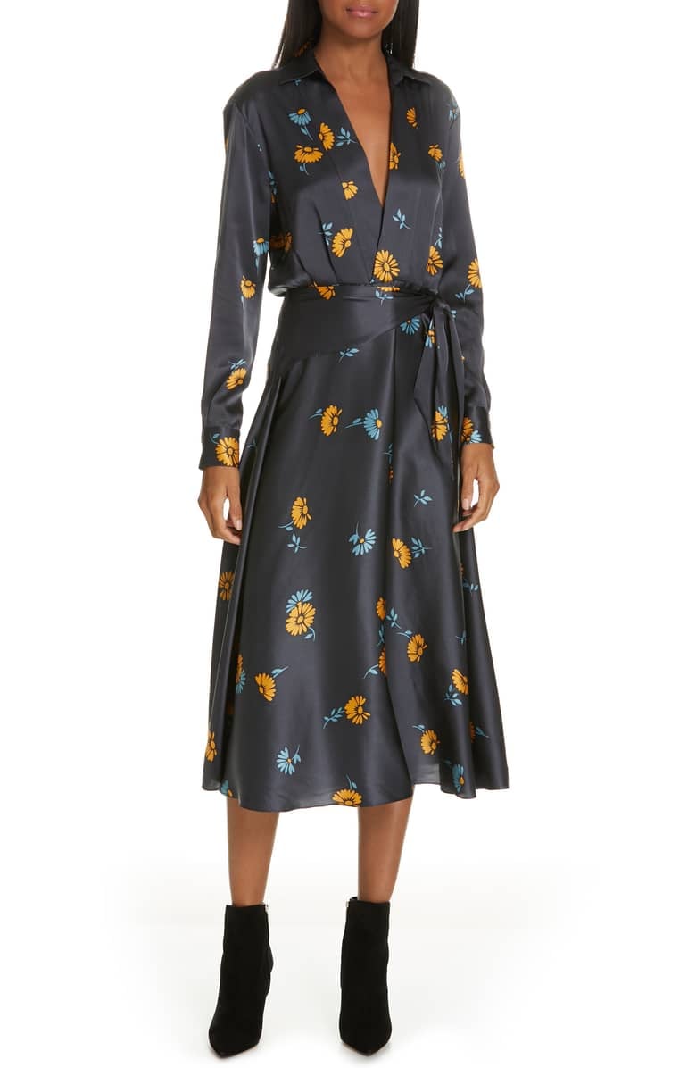 Equipment Vivienne Print Faux Wrap Silk Dress