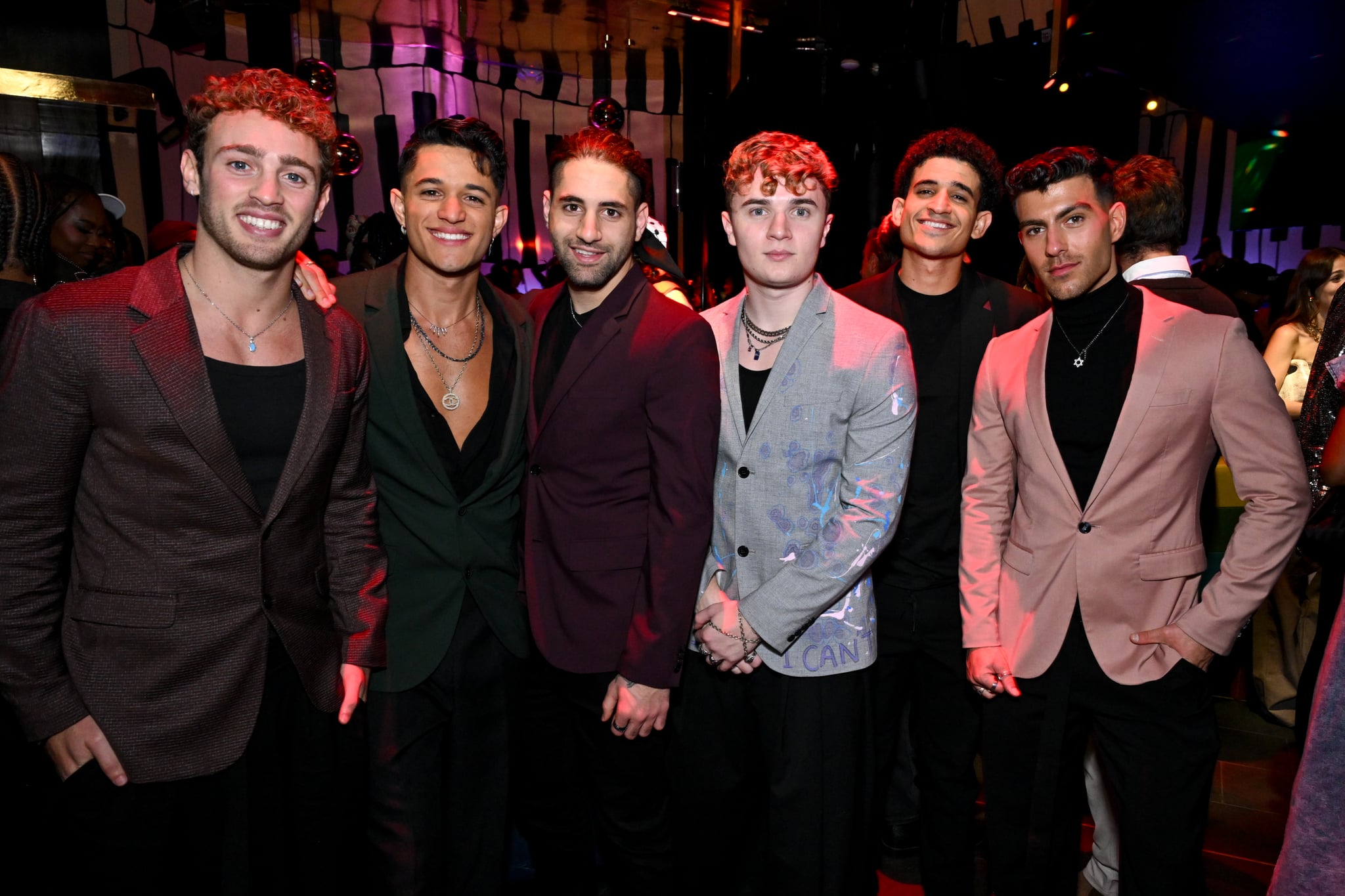 Niv Lin, Ohad Attia, Aseel Farah, Neta Rozenblat, Sadik Dogosh, Nadav Philips of the pop group as1one at the Billboard No. 1s Party held at the Keys on November 19, 2024 in Los Angeles, California. The first Palestinian-Israeli boy band has raised questions about the political role of the boy band.