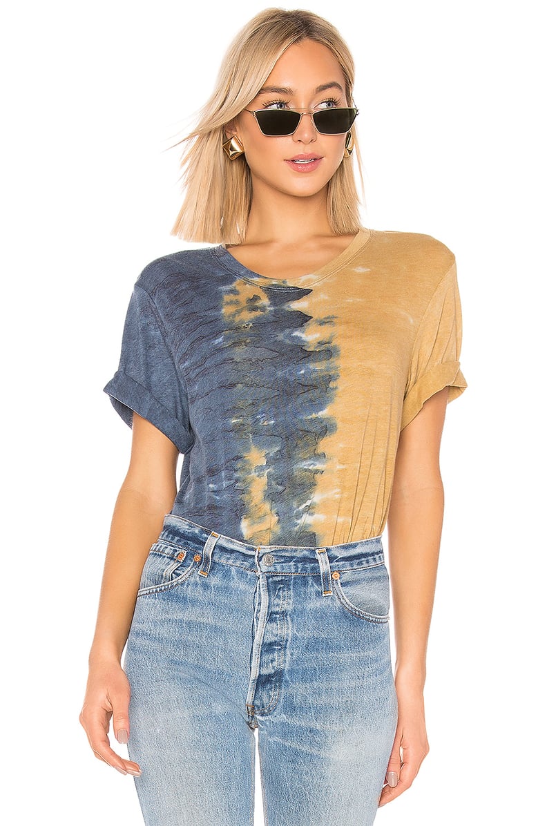 Raquel Allegra Boyfriend Tee in Gold Rainbow Tie Dye