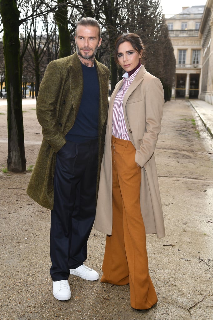 David and Victoria Beckham Choose Tonal Coats in 2018