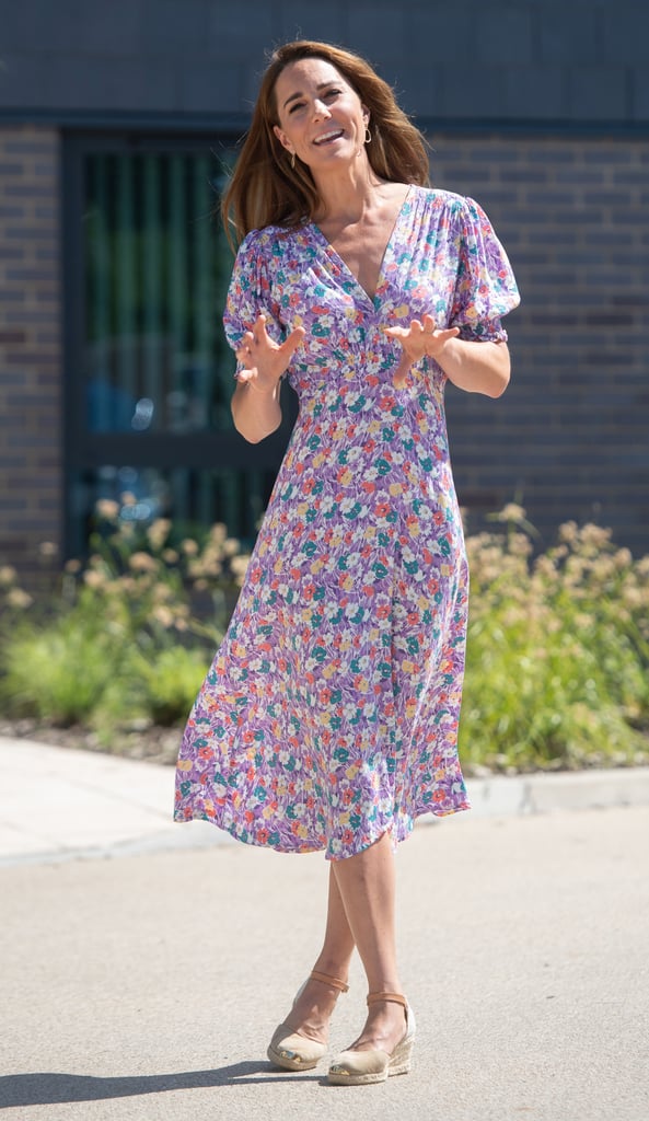 Kate Middleton Wears Faithfull the Brand Purple Floral Dress