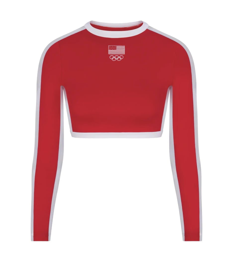 Skims Signature Swim Olympic Long Sleeve Cropped T-Shirt