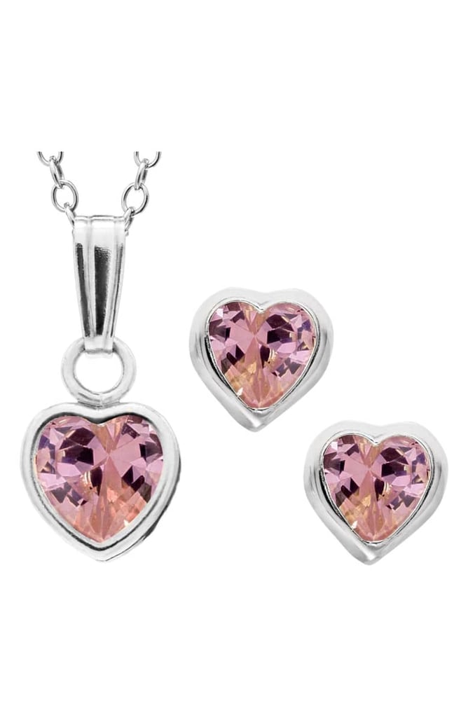 Mignonette Sterling Silver & Cubic Zirconia Birthstone Necklace & Earrings Set