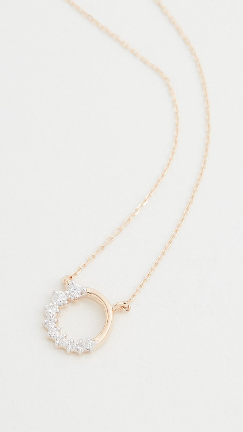 Adina Reyter 14k Super Tiny Side Diamond Circle Necklace