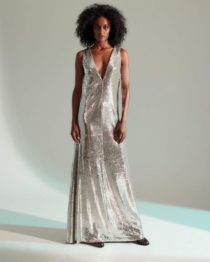 Halston x Netflix Bianca V-Neck Sequins Gown