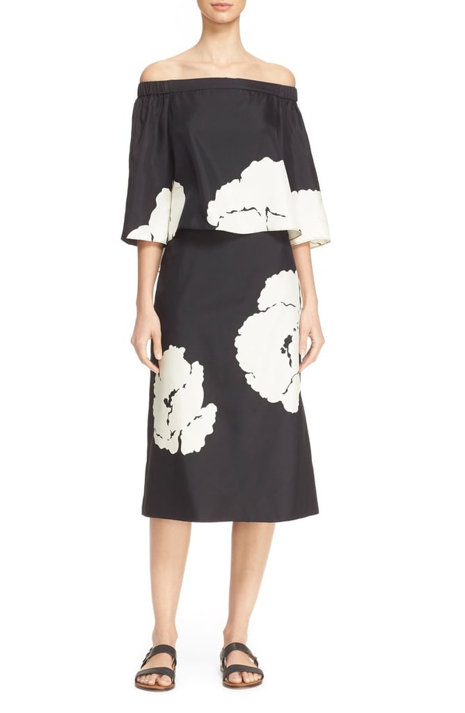 Tibi Printed Off the Shoulder Dress ($545)