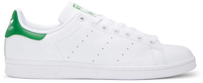 Adidas White and Green Stan Smith Sneakers