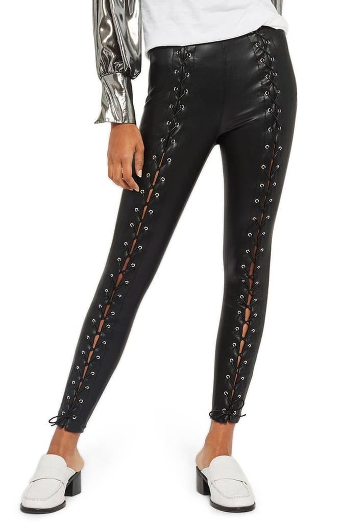 Topshop Percy Lace-Up Leather Pants