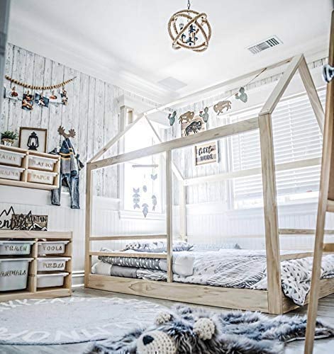 Full-Size House Bed Frame With Railings