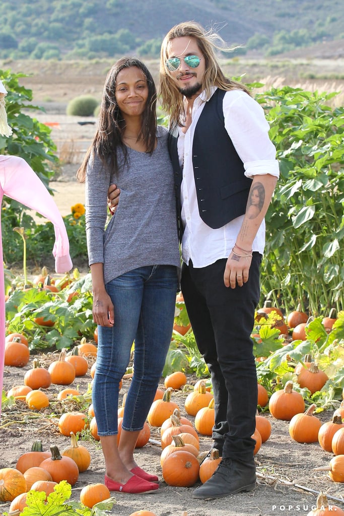 Zoe Saldana and Marco Perego Take Twins to the Pumpkin Patch