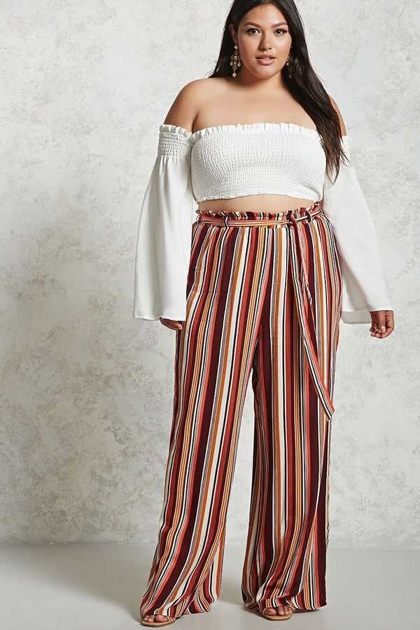blue striped palazzo pants