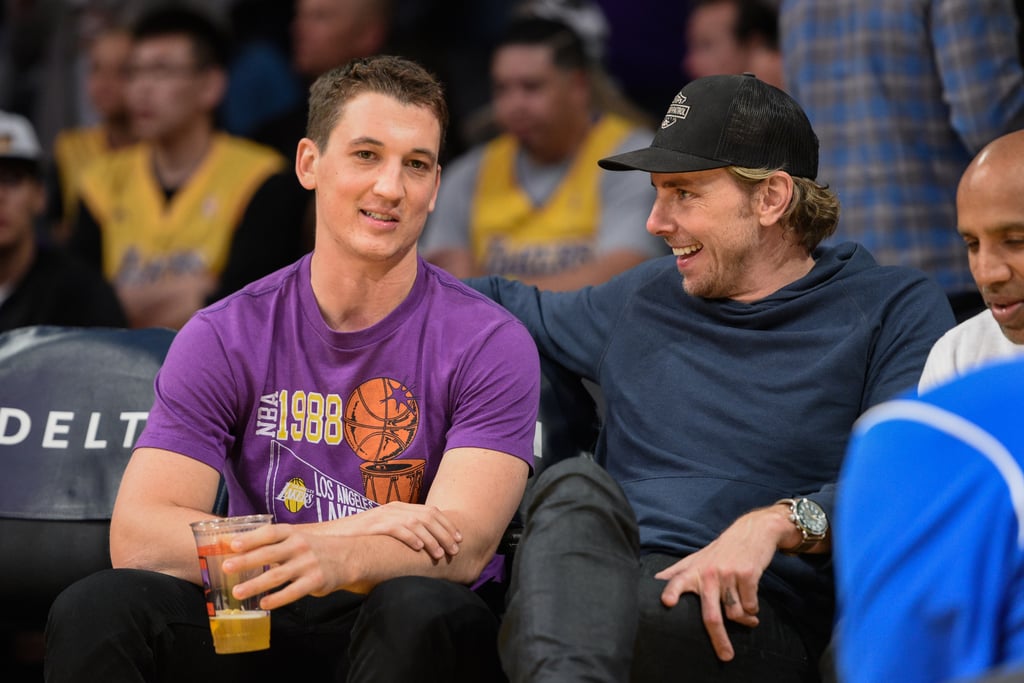 Miles Teller and Dax Shepard at Lakers Game April 2016