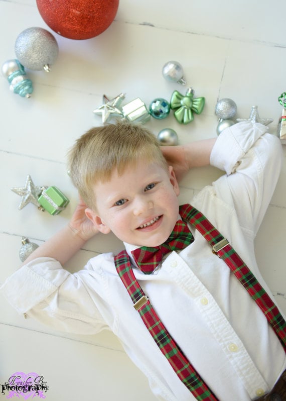 Boys Christmas Bow Tie and Suspender Set