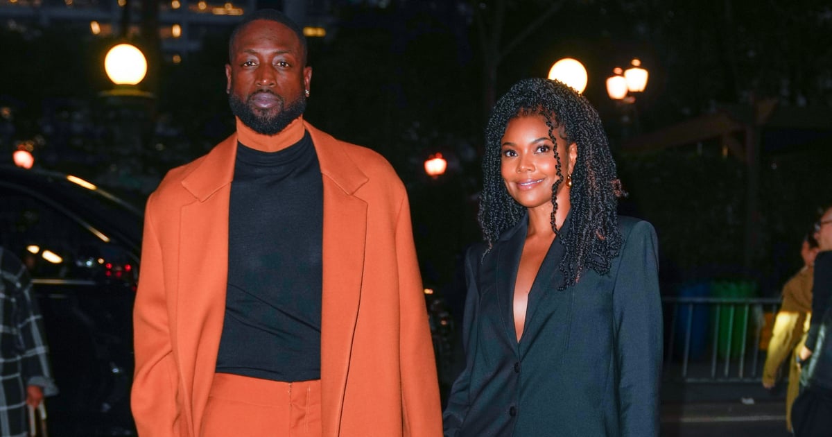 Gabrielle Union and Dwyane Wade Matching Pantsuits in NYC