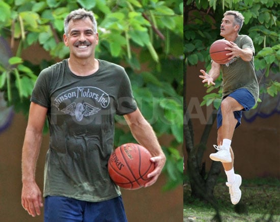 Clooney Shooting Hoops 