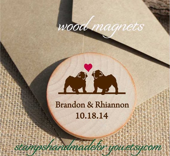 Custom Wooden Dog Heart Magnets