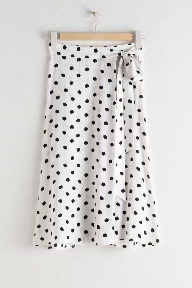 & Other Stories Belted Polka-Dot Midi Skirt