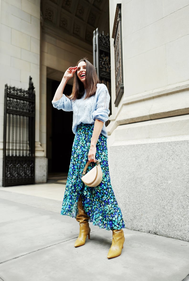 Style Your Sweater With: A Midi Skirt, Boots, and a Bag