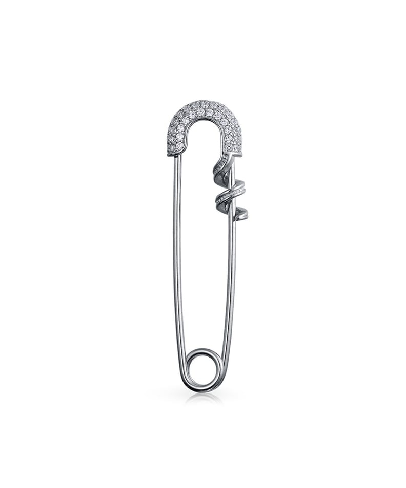 Bling Jewelry Sterling Silver Clear Safety Pin Brooch