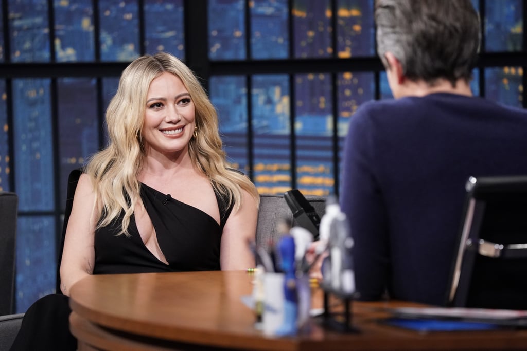 Hilary Duff's The Attico Dress on "Late Night With Seth Meyers"