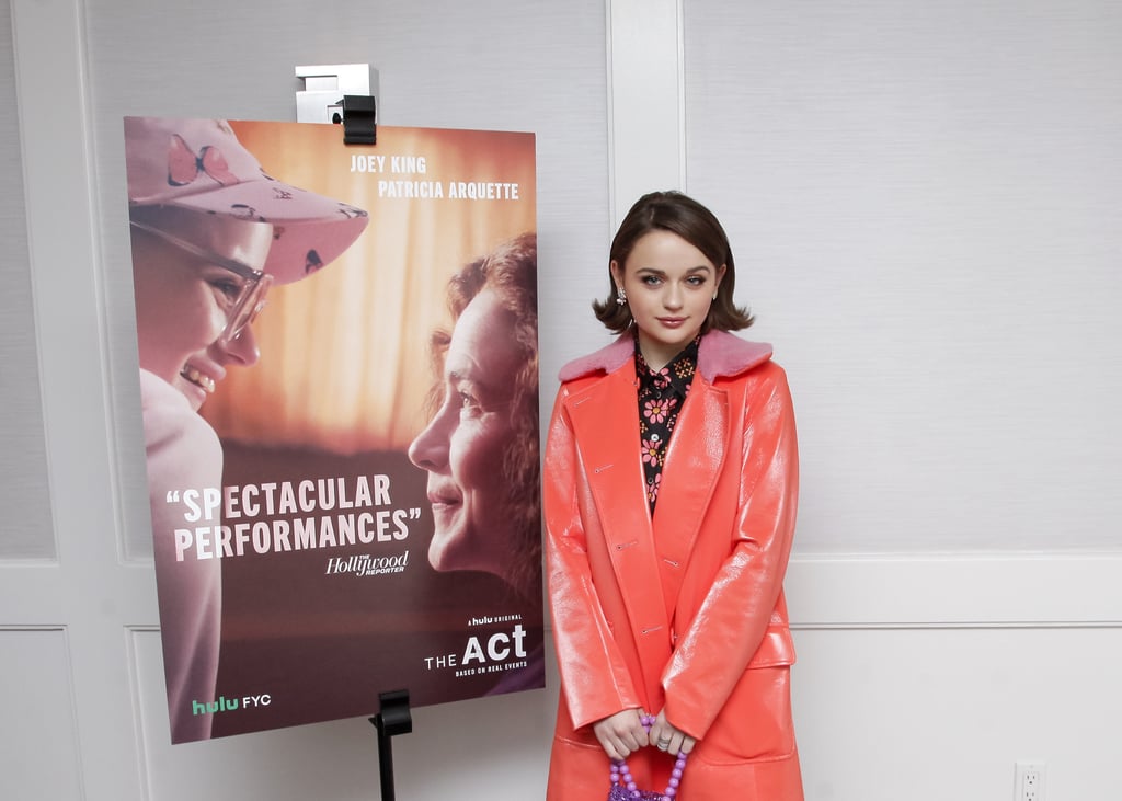 Joey King's Coral Paul & Joe Coat With a Pink Collar