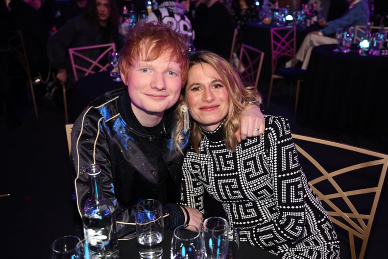 LONDON, ENGLAND - FEBRUARY 08: (EDITORIAL USE ONLY)  Ed Sheeran and Cherry Seaborn during The BRIT Awards 2022 at The O2 Arena on February 08, 2022 in London, England. (Photo by JMEnternational/Getty Images)