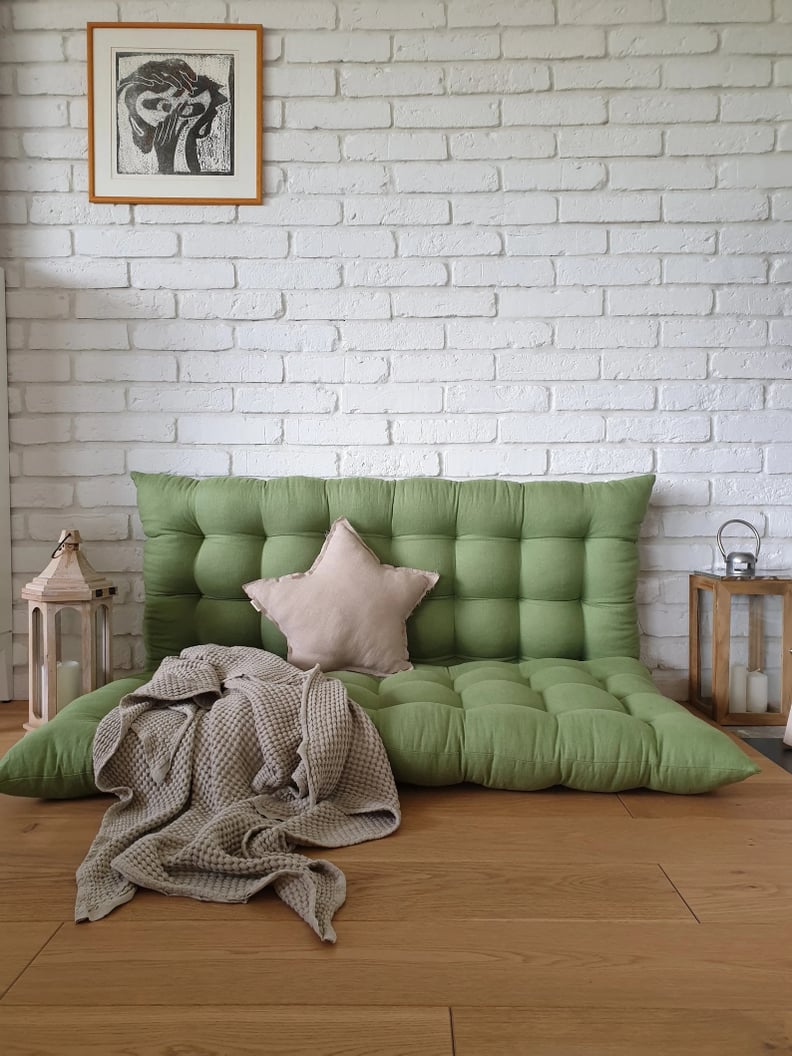 Boho Floor Seating: Linen Floor Cushion
