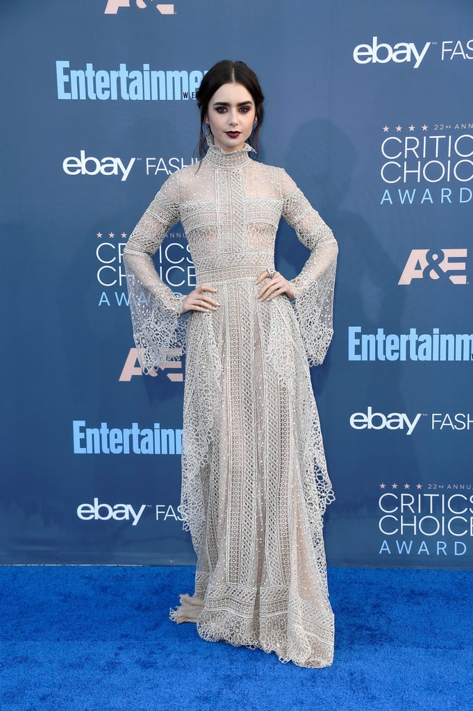 Lily Collins Elie Saab Dress at Critics' Choice Awards 2017
