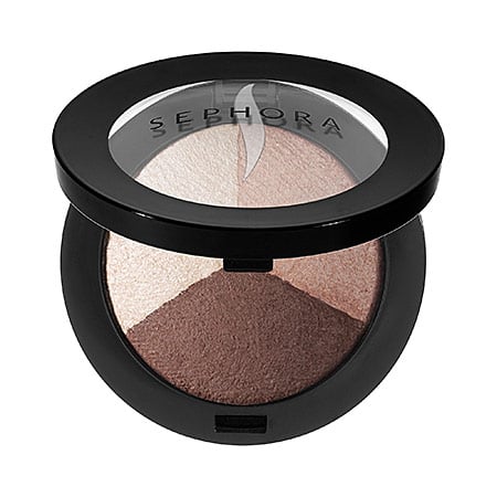 Unfortunately, the Lorac Eye Shadow Trio Kim mentions is currently unavailable. As an alternative, try Sephora's MicroSmooth Baked Eyeshadow Trio ($19).
