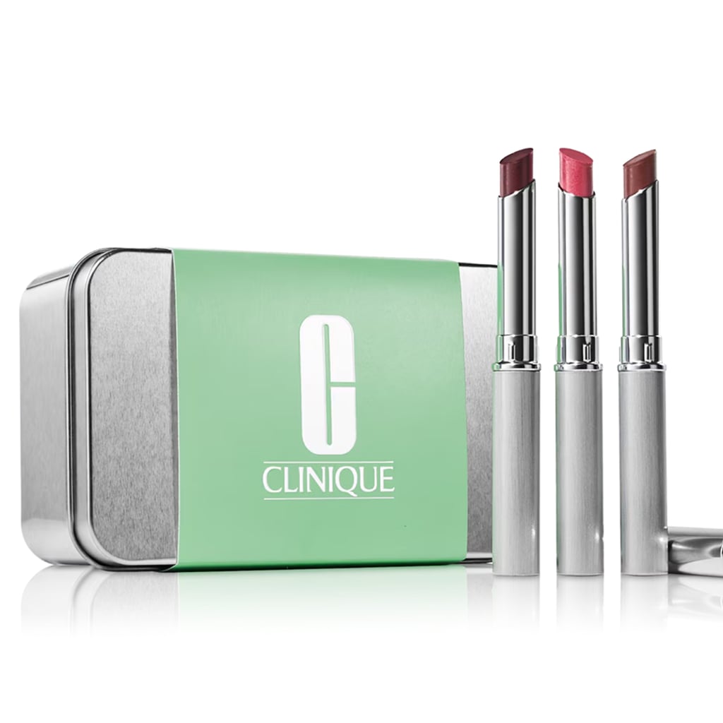 Clinique The Honey Lip Trio ($46, originally $65)
If this roundup of Clinique gifts has you torn on what to order, let me make the call for you. This set is a safe bet, loved by everyone from makeup newcomers to longtime fans, not to mention our editors and TikTok alike. It includes all three shades and comes in a festive tin that's easy to wrap. The "Almost Lipstick" formula is iconic, landing perfectly between a lipstick and a balm with a silky feel they'll want to reach for on repeat.