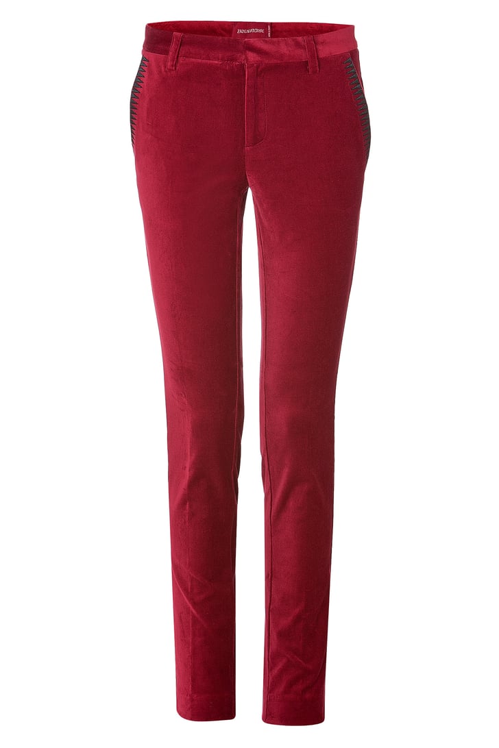 red velvet pants
