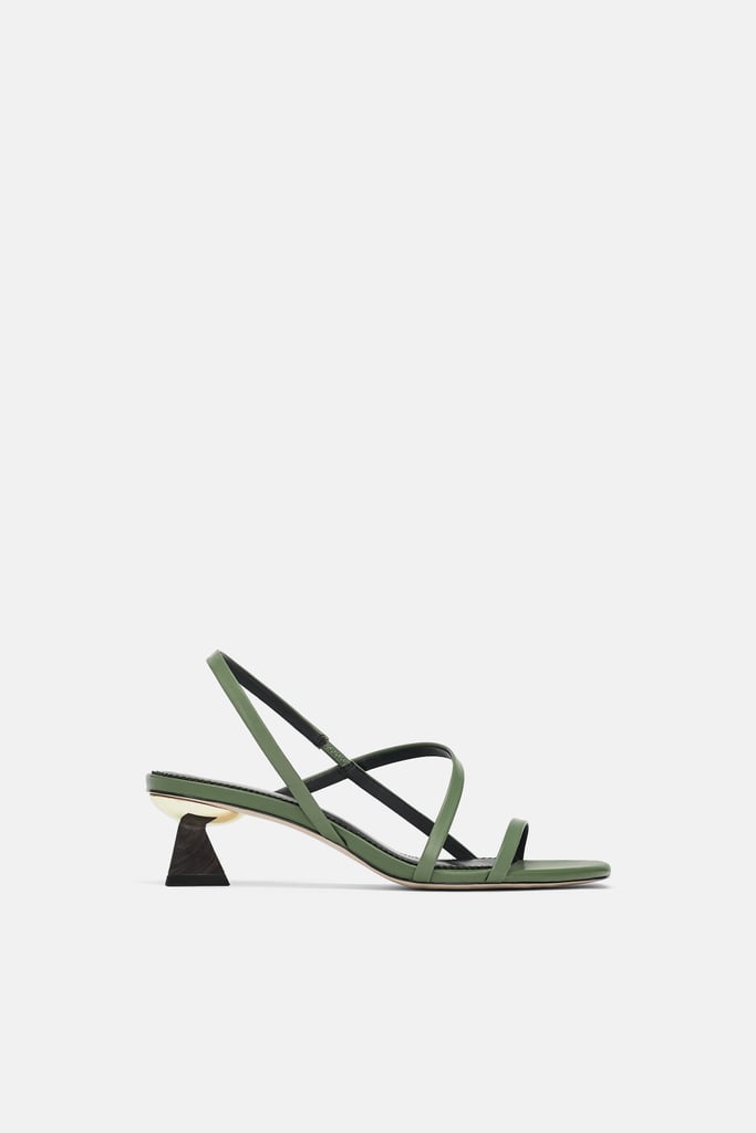 Zara Wood Heeled Leather Sandals