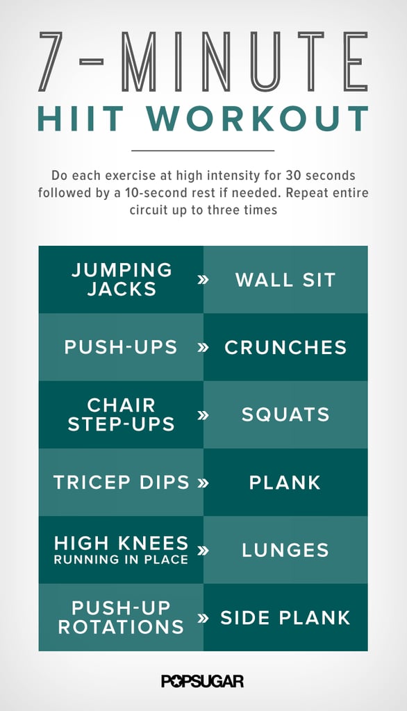 7 Minute HIIT Workout Printable Poster POPSUGAR Fitness