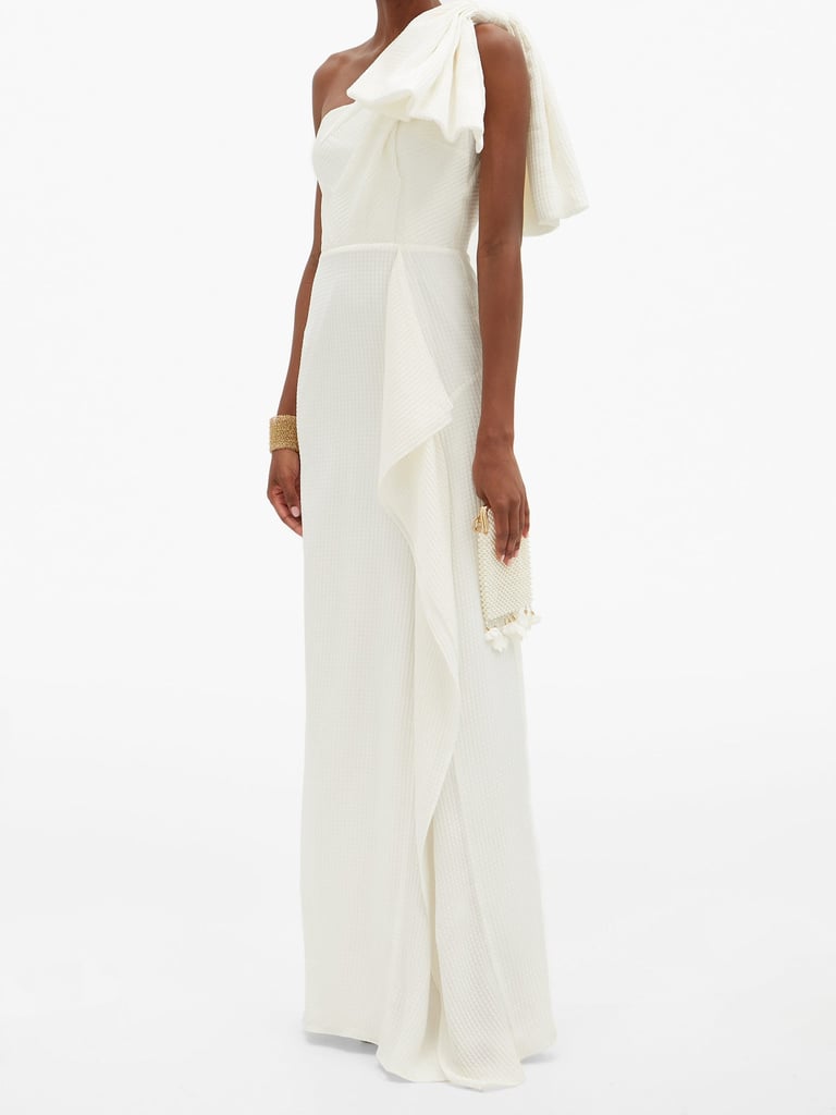 Roland Mouret Belhaven Bow-Shoulder Silk-Cloqué Gown