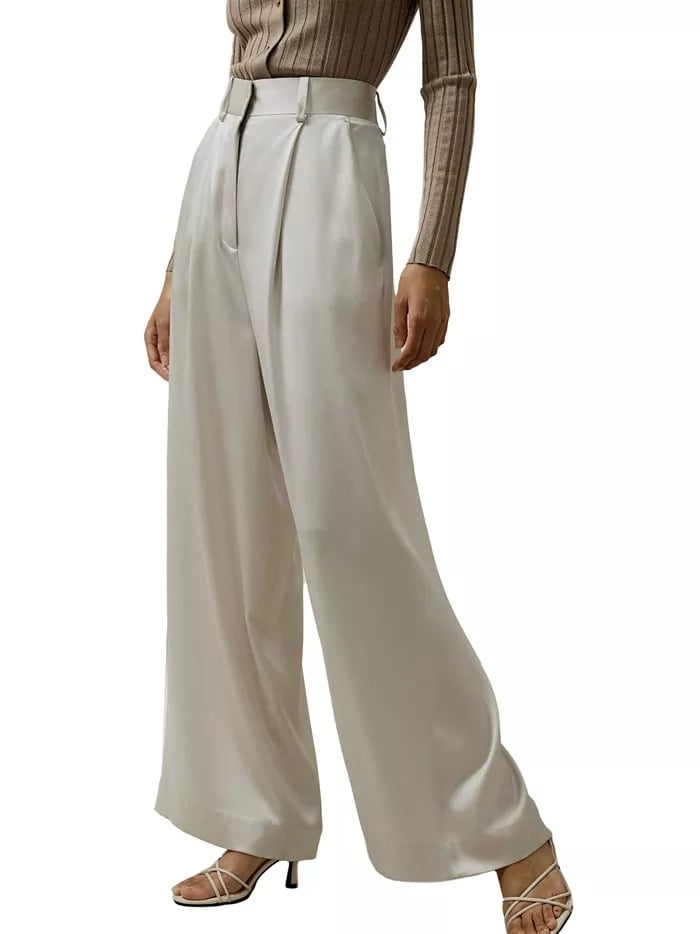 LILYSILK High-Waisted Wide Leg Dense Silk Pants