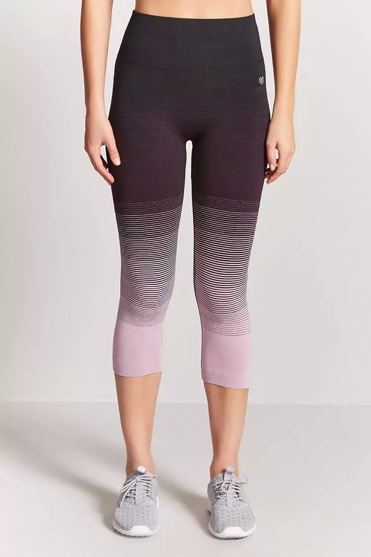 Forever 21 Active Striped Capri Leggings Best Ultra Violet Activewear