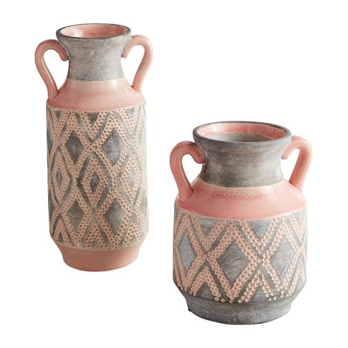 Pink and Gray Tribal Vases