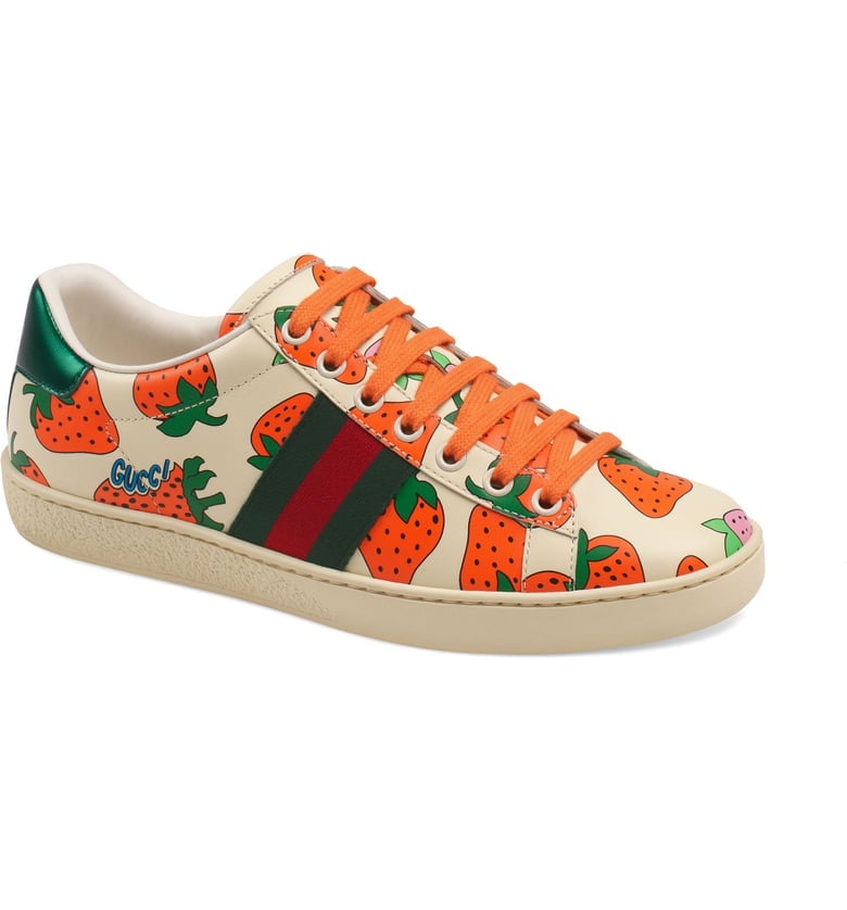 Gucci New Ace Strawberry Print Sneaker